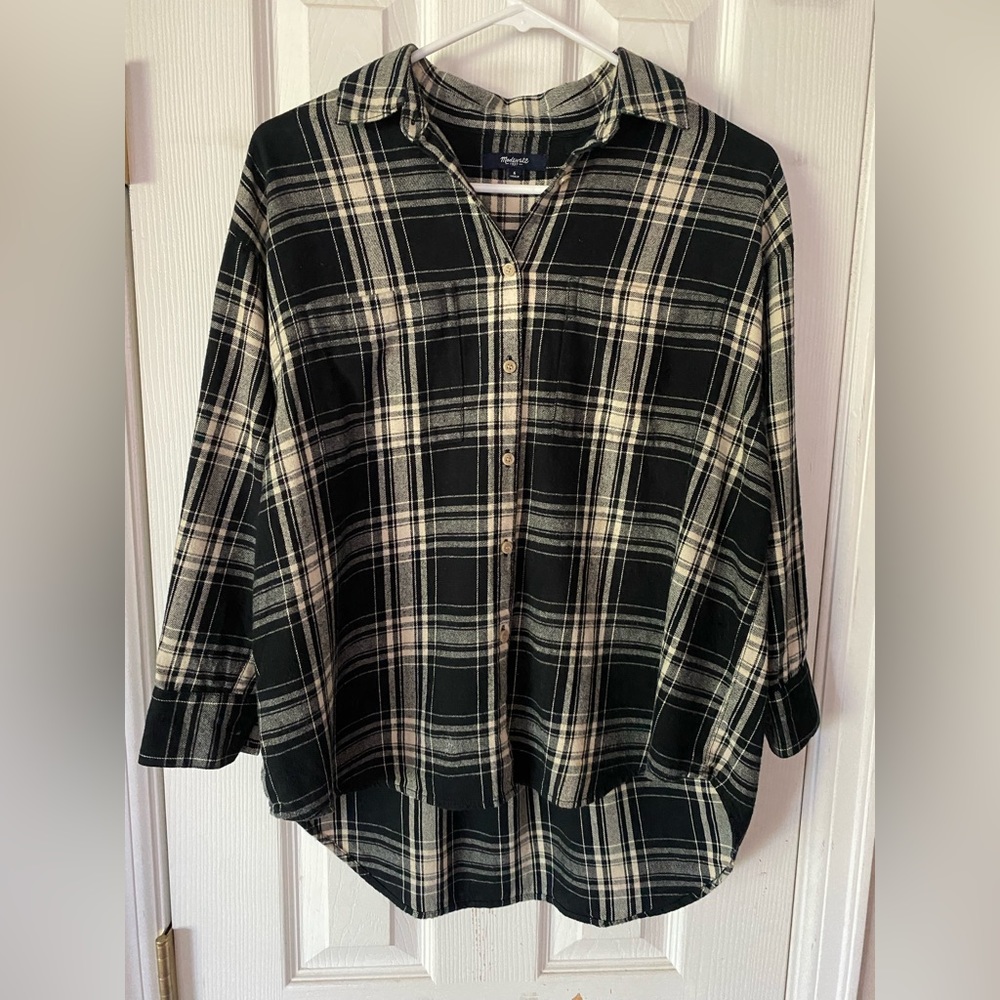 Madewell 3/4 Sleeve Flannel Shirt. Size S